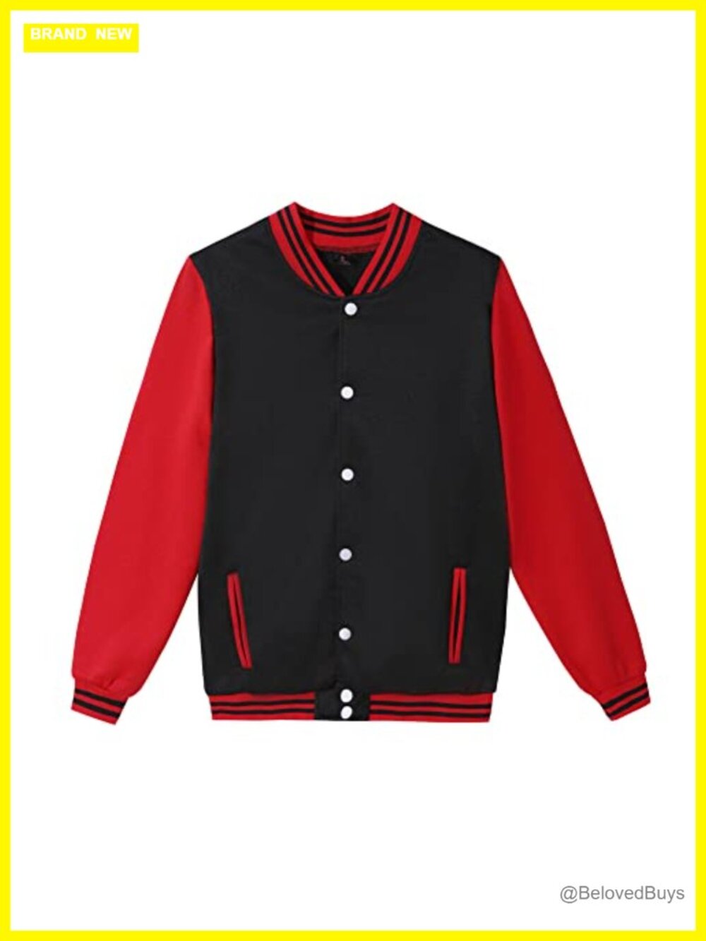 Unisex Varsity Baseball Jacket Loose Casual Button Front Lightweight